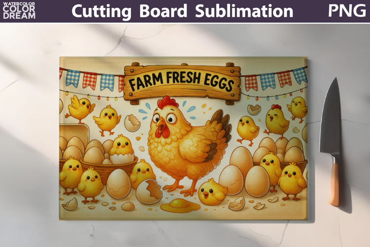 Funny Chicken Cutting Board | Farm Fresh Eggs Kitchen Board