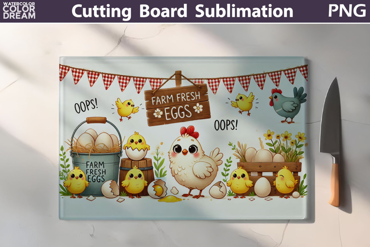 Funny Chicken Cutting Board | Farm Fresh Eggs Kitchen Board