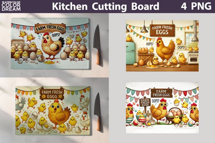 Funny Chicken Cutting Board | Farm Fresh Eggs Kitchen Board