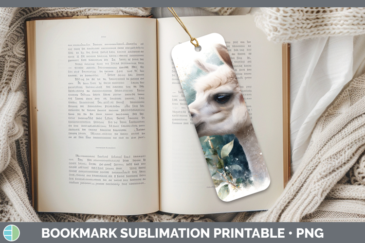 Alpaca Farm Christmas Botanicals Bookmark Sublimation Design