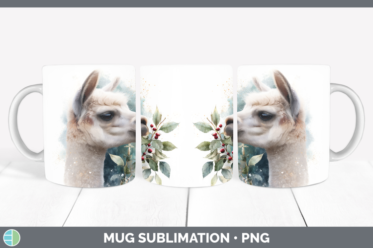 Alpaca Farm Christmas Botanicals Mug Wrap Sublimation Design