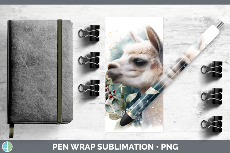Alpaca Farm Christmas Botanicals Pen Wrap Sublimation Design