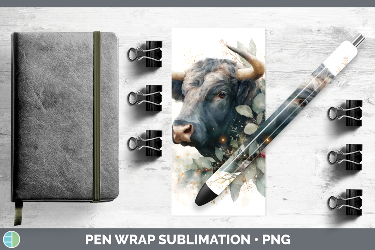 Bull Farm Christmas Botanicals Pen Wrap Sublimation Design