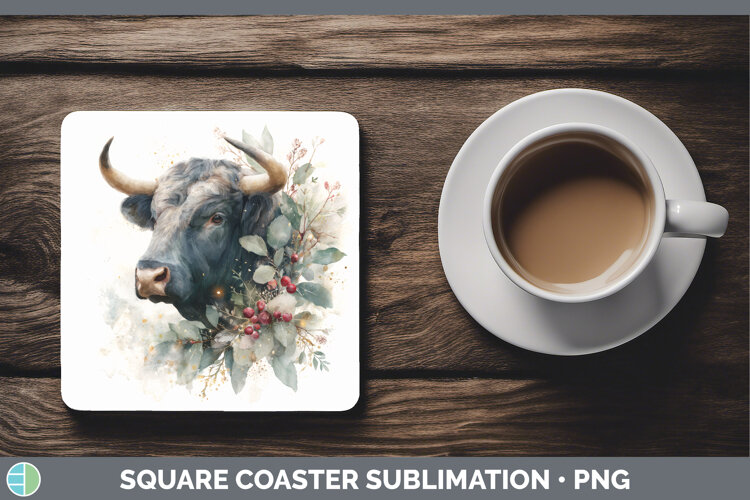 GorgeousFarm Christmas Botanicals Square Coaster design.