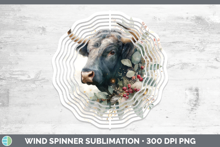 Bull Farm Christmas Botanicals Wind Spinner Sublimation Desi