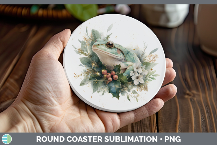 Bullfrog Farm Christmas Botanicals Round Coaster Sublimation
