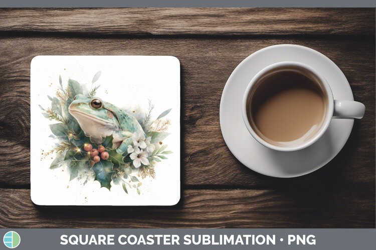 GorgeousFarm Christmas Botanicals Square Coaster design.