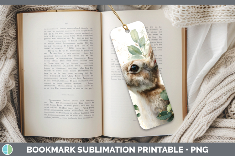 Bunny Farm Christmas Botanicals Bookmark Sublimation Design