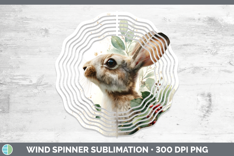 Bunny Farm Christmas Botanicals Wind Spinner Sublimation Des