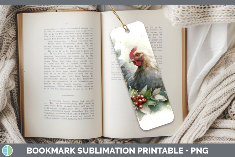 Chicken Farm Christmas Botanicals Bookmark Sublimation Desig