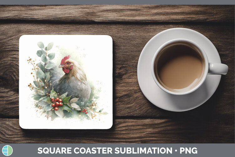GorgeousFarm Christmas Botanicals Square Coaster design.