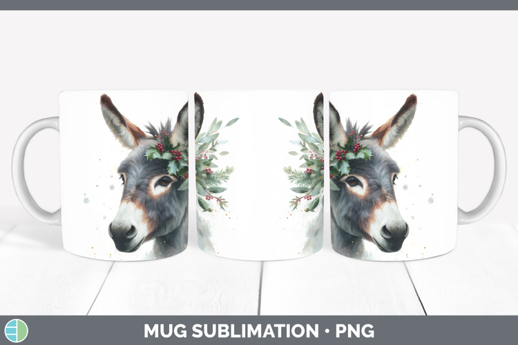 Donkey Farm Christmas Botanicals Mug Wrap Sublimation Design