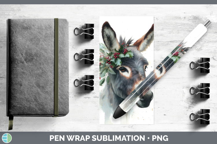 Donkey Farm Christmas Botanicals Pen Wrap Sublimation Design