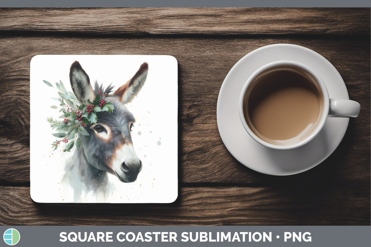 Donkey Farm Christmas Botanicals Square Coaster Sublimation