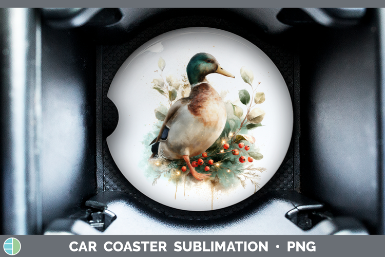 Duck Farm Christmas Botanicals Car Coaster Sublimation Desig
