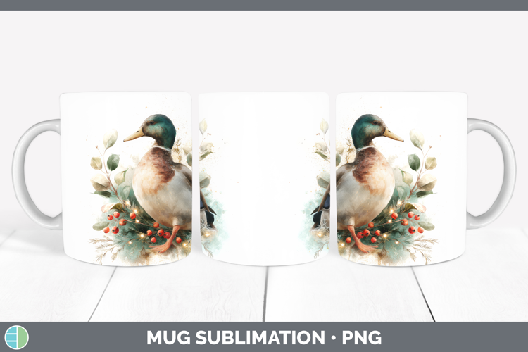 Duck Farm Christmas Botanicals Mug Wrap Sublimation Design