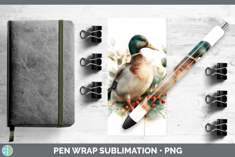 Duck Farm Christmas Botanicals Pen Wrap Sublimation Design