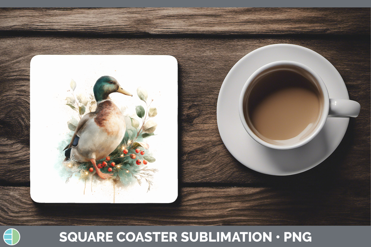 Duck Farm Christmas Botanicals Square Coaster Sublimation De