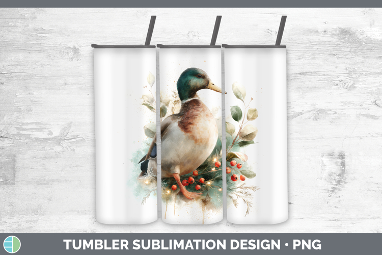 Duck Farm Christmas Botanicals Tumbler Sublimation Design