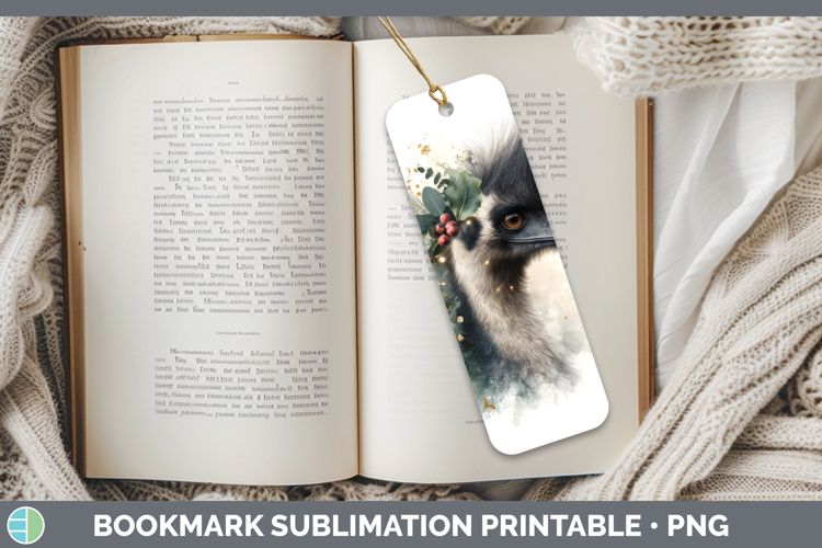 Emu Farm Christmas Botanicals Bookmark Sublimation Design
