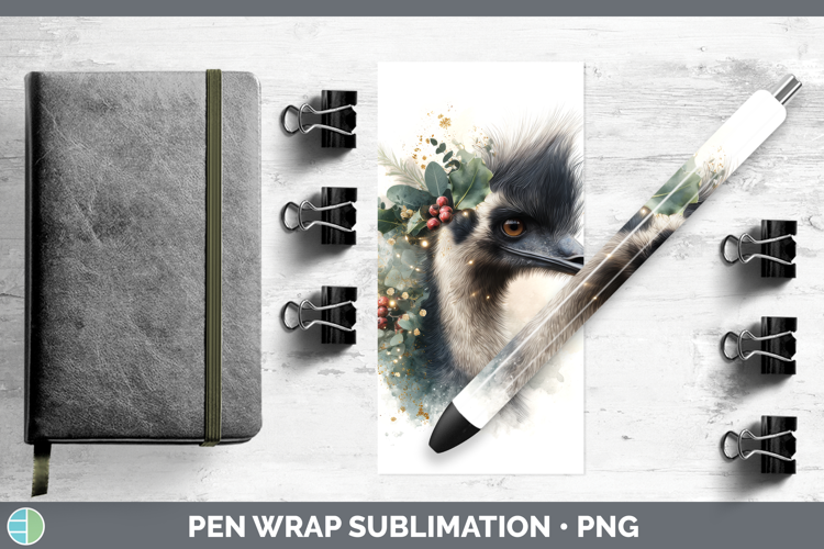 Emu Farm Christmas Botanicals Pen Wrap Sublimation Design
