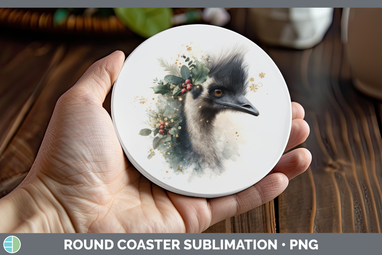 Emu Farm Christmas Botanicals Round Coaster Sublimation Desi