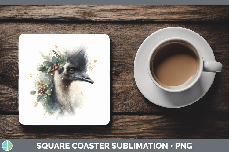 Emu Farm Christmas Botanicals Square Coaster Sublimation Des
