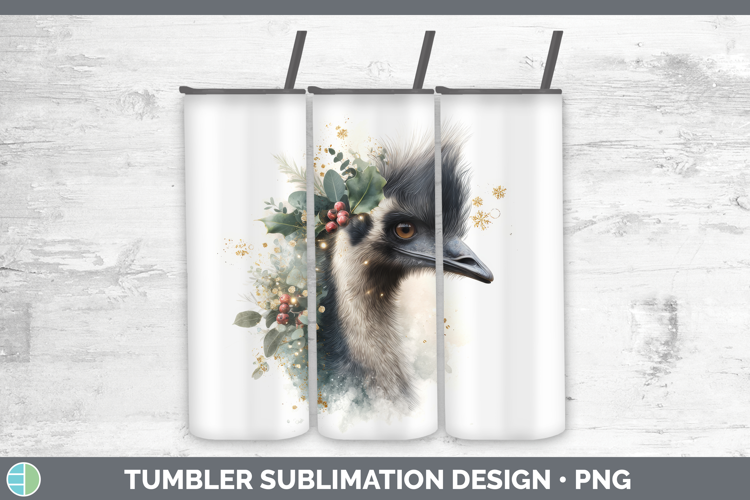Emu Farm Christmas Botanicals Tumbler Sublimation Design