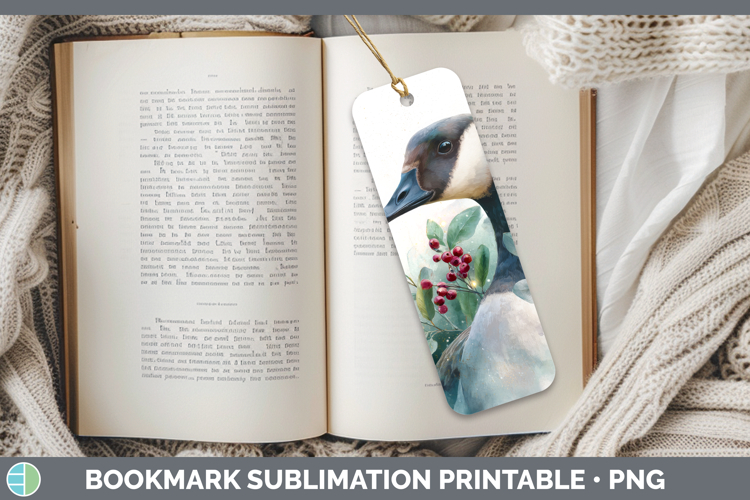 Goose Farm Christmas Botanicals Bookmark Sublimation Design