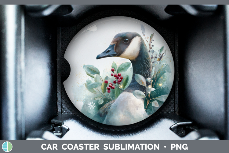Goose Farm Christmas Botanicals Car Coaster Sublimation Desi