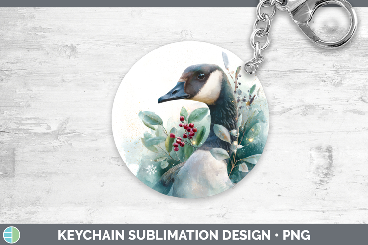 Goose Farm Christmas Botanicals Keychain Sublimation Design