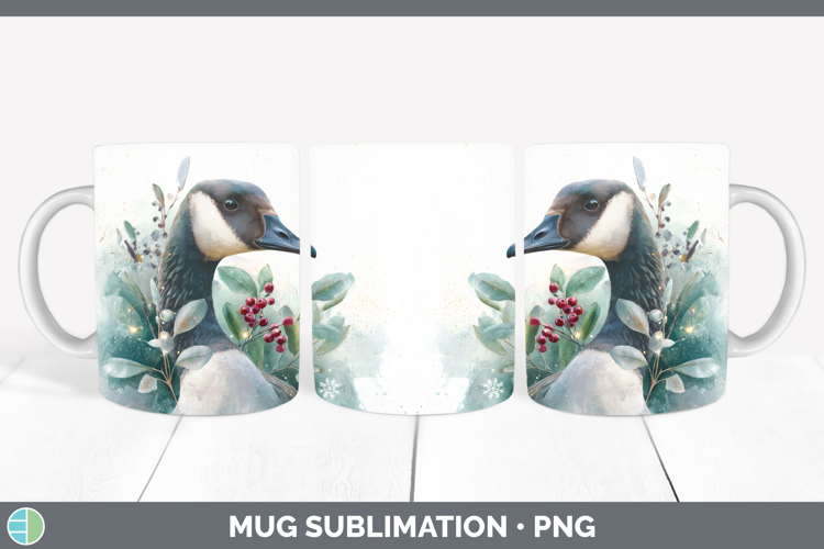 Goose Farm Christmas Botanicals Mug Wrap Sublimation Design