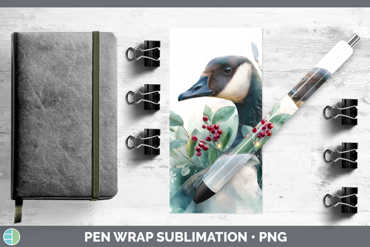 Goose Farm Christmas Botanicals Pen Wrap Sublimation Design