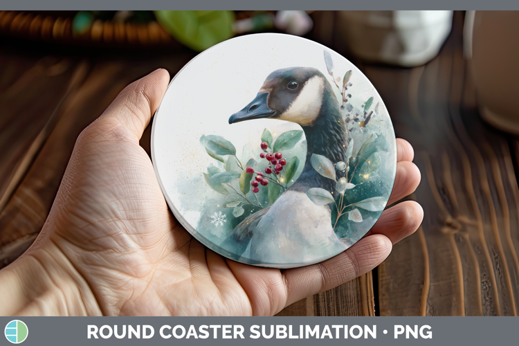 Goose Farm Christmas Botanicals Round Coaster Sublimation De