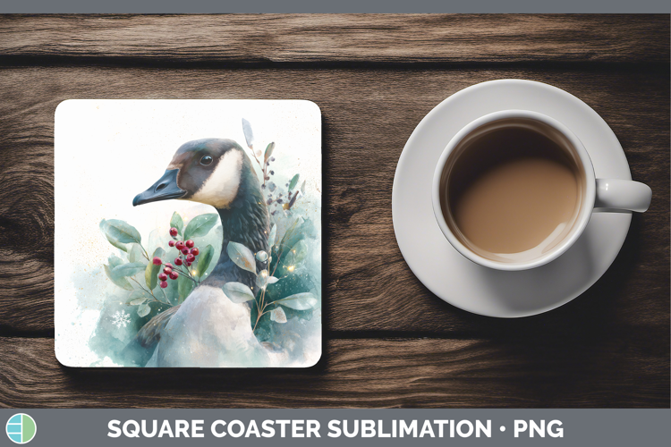 Goose Farm Christmas Botanicals Square Coaster Sublimation D