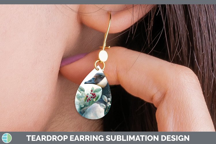 Goose Farm Christmas Botanicals Teardrop Earrings Sublimatio