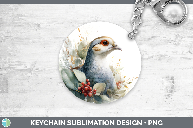 Guinea Hen Farm Christmas Botanicals Keychain Sublimation De
