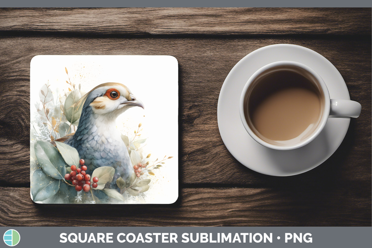 Guinea Hen Farm Christmas Botanicals Square Coaster Sublimat