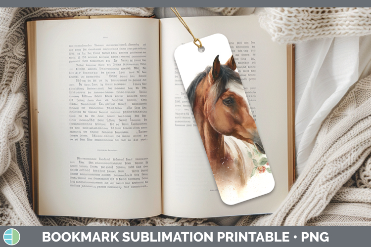 Horse Farm Christmas Botanicals Bookmark Sublimation Design