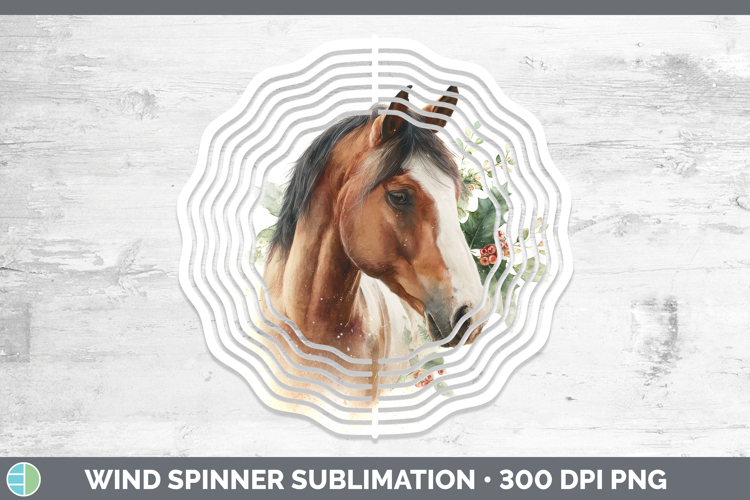 Horse Farm Christmas Botanicals Wind Spinner Sublimation Des