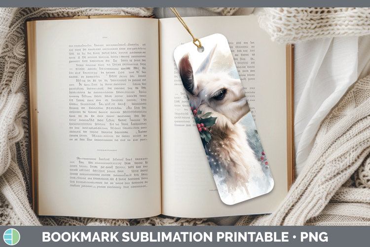 LLama Farm Christmas Botanicals Bookmark Sublimation Design