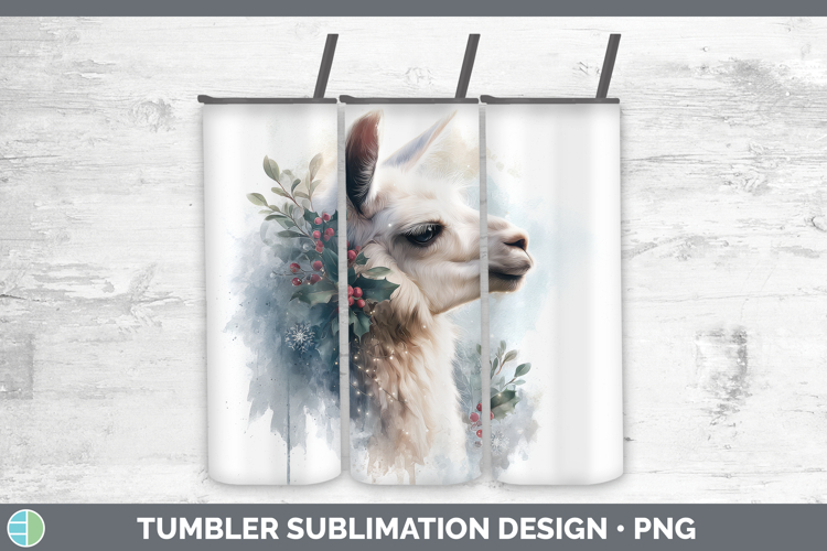 LLama Farm Christmas Botanicals Tumbler Sublimation Design