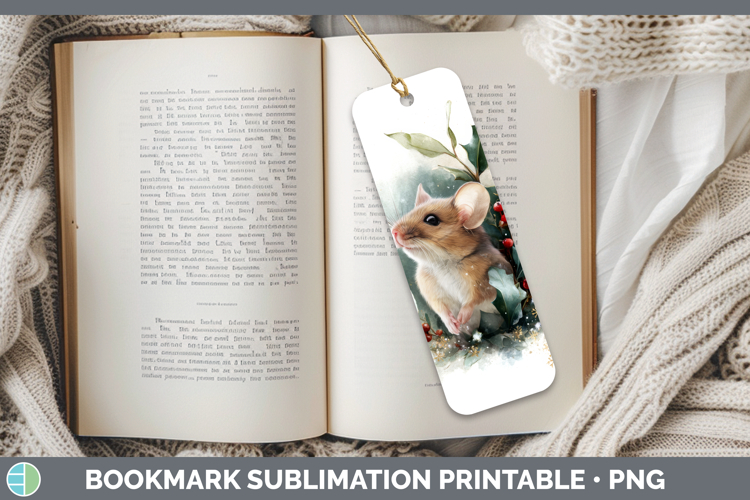 Mouse Farm Christmas Botanicals Bookmark Sublimation Design