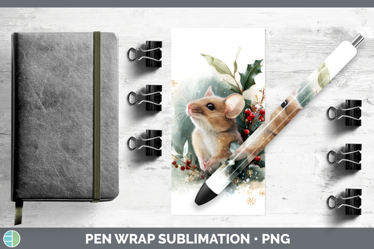 Mouse Farm Christmas Botanicals Pen Wrap Sublimation Design