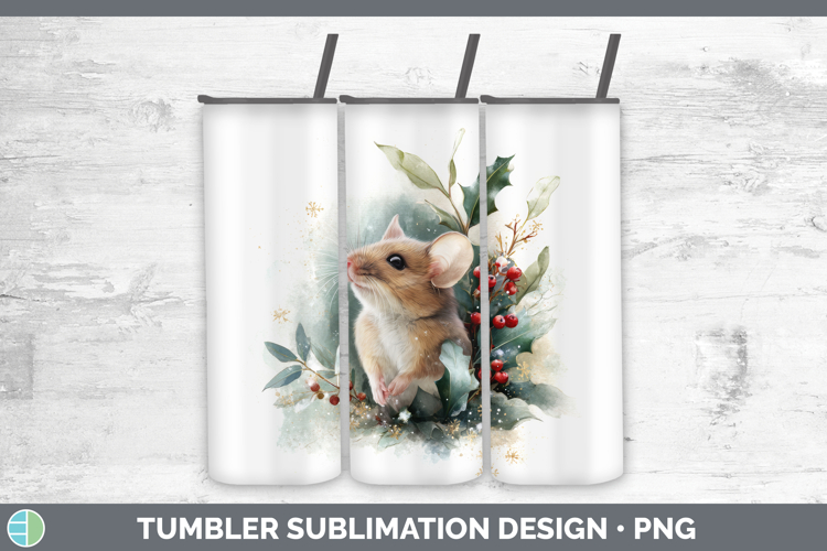 Mouse Farm Christmas Botanicals Tumbler Sublimation Design