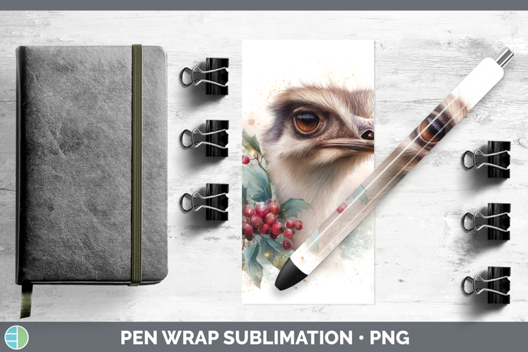 Ostrich Farm Christmas Botanicals Pen Wrap Sublimation Desig