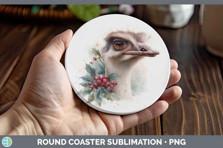 GorgeousFarm Christmas Botanicals Round Coaster design.