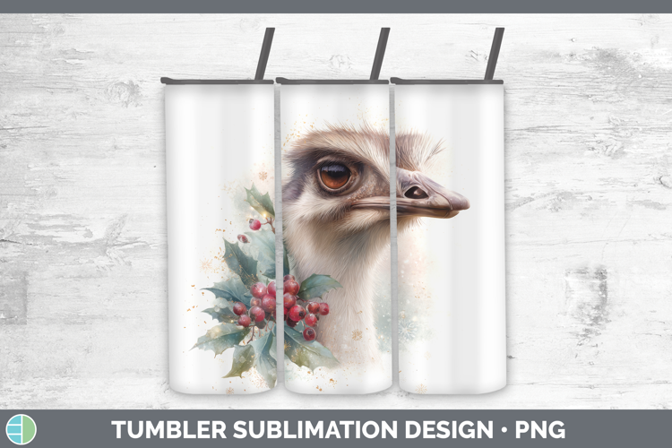 Ostrich Farm Christmas Botanicals Tumbler Sublimation Design