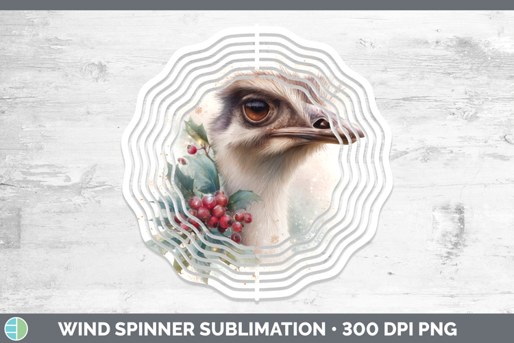 Ostrich Farm Christmas Botanicals Wind Spinner Sublimation D