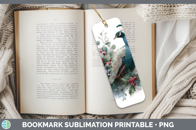 Peacock Farm Christmas Botanicals Bookmark Sublimation Desig